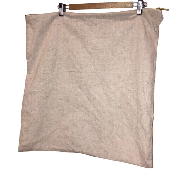 pink IKAT khaki LINEN backed gold zipper pillow cover 22" - Picture 3 of 4